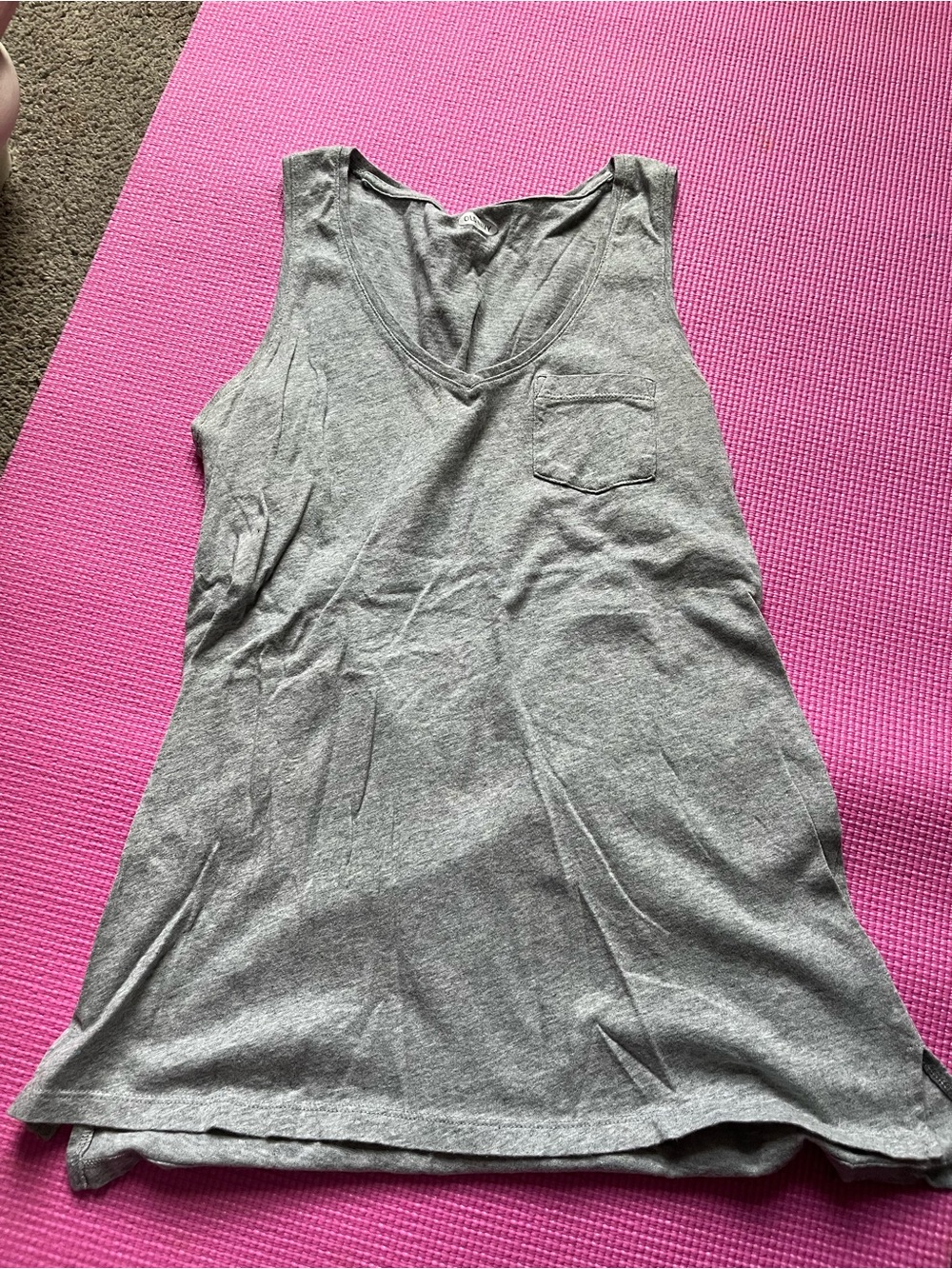 Old Navy Gray V-Neck Sleeveless Tank with Chest Pocket